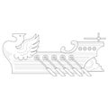 Galley. Antique rowing military vessel. Heraldry. Hand drawn vector illustration Isolated on white